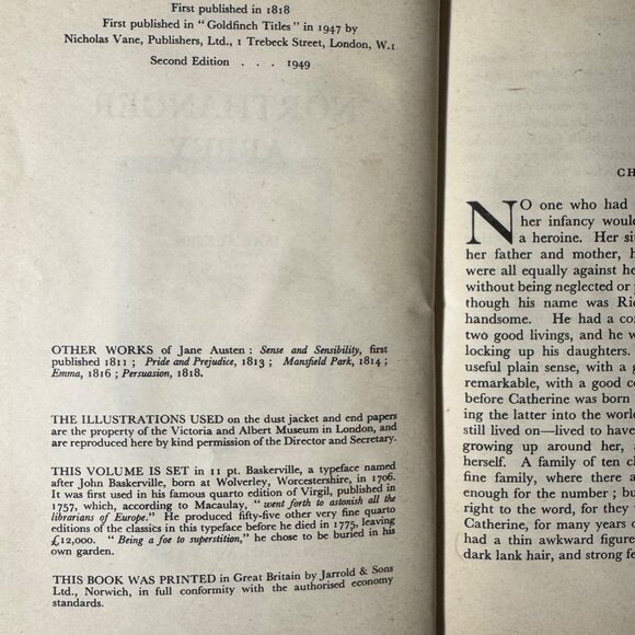 Northanger Abbey By Jane Austen 1949 Second Edition Nicholas Vane HCDJ Vintage - Picture 4 of 16